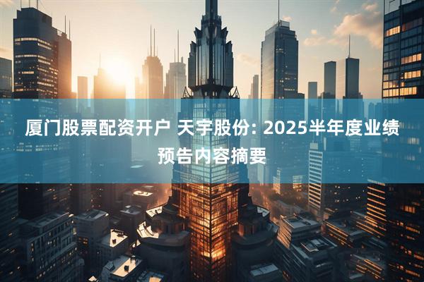 厦门股票配资开户 天宇股份: 2025半年度业绩预告内容摘要